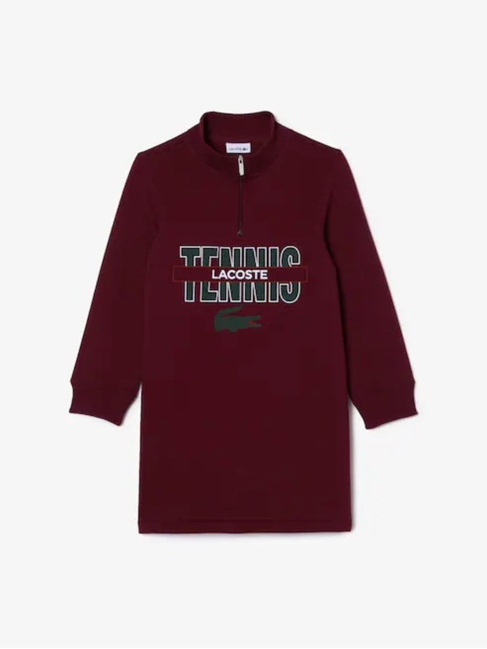 LACOSTE Burgundy Maroon Kids Sweatshirt Dress Tennis Graphic Athletic Chic Sz 5